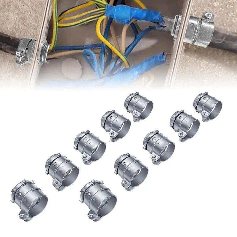 Heavy Duty 20 Piece 1 Inch Squeeze Conduit Connectors For Fmc Electrical Systems Die Cast Zinc Alloy With Reverse Locking Nut For Rock Solid Cable Seals And No Fuss Install