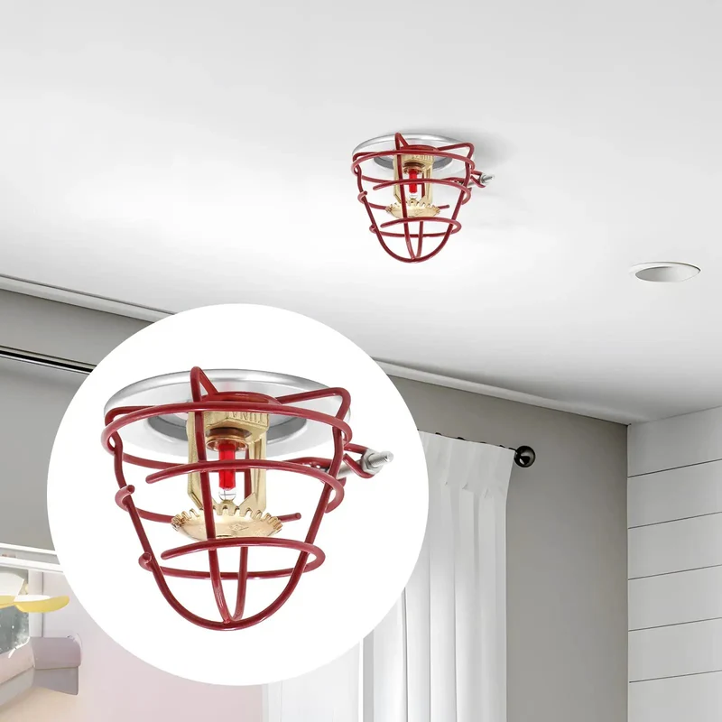 6 Pack 3/4 Inch Fire Sprinkler Head Cage Guards With Welded Steel Mesh And Red Powder Coating Built Tough As Nails To Shake Off Garage Hits While Keeping Your Extinguishing System Rock Solid And Ready To Roll